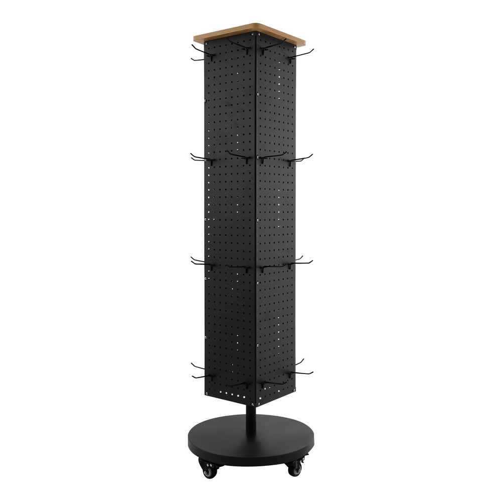 Perforated Panel Display Stand 360° Rotatable Display Rack with 30 Hooks Grocery