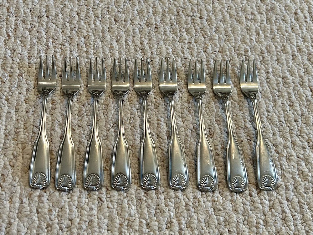 Rogers Shell Cocktail Forks Stainless Flatware 8 pc Set