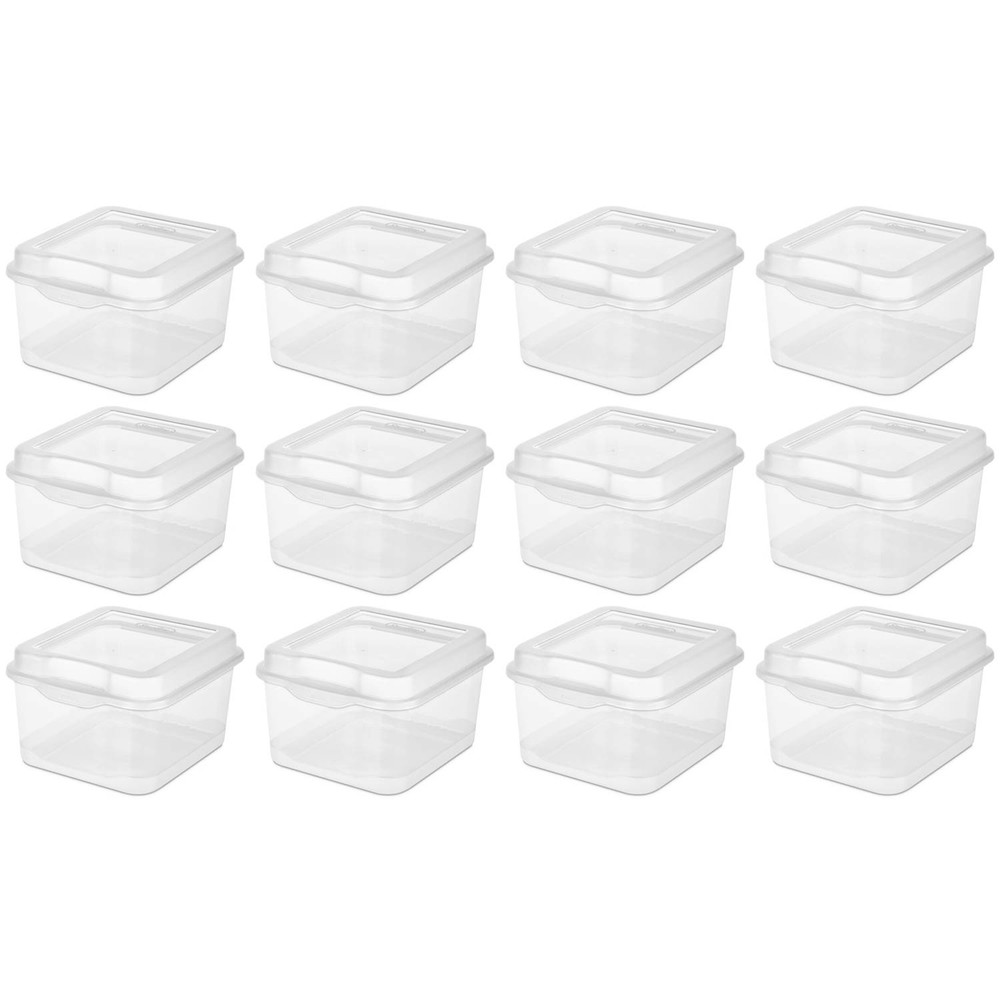 Sterilite Plastic FlipTop Hinged Storage Box Container w/ Latching Lid (12 Pack)