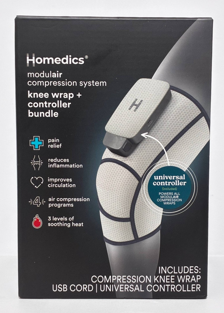 Homedics Modulair Compression System Knee Wrap w Controller Bundle Pain Relief