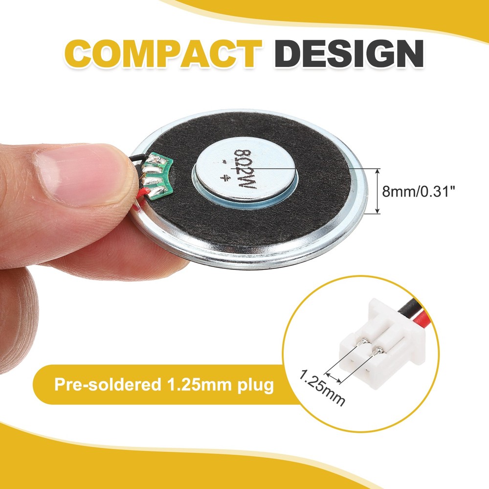 4 Pcs 8 Ohm Small Speaker, 2W 50mm OD Metal Shell Round Magnet Tiny Speaker