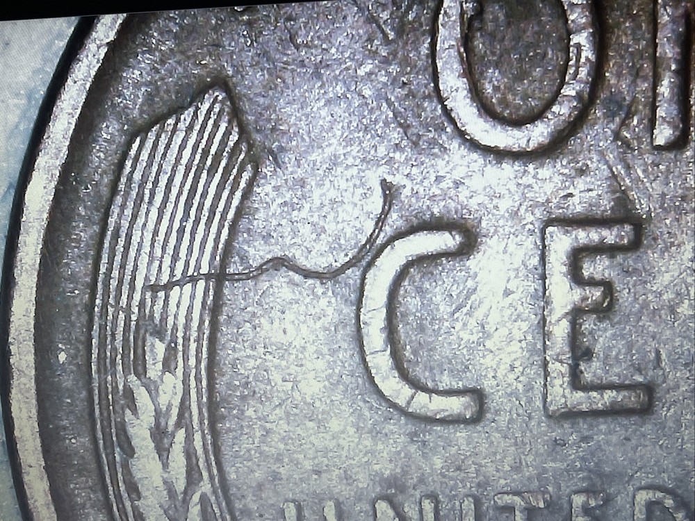 1935 P Lincoln Wheat Cent With Strike Through Reverse