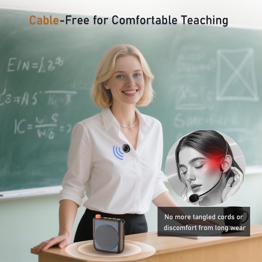 Voice Amplifier - Wireless Lapel Mic + Portable Charging Storage for Elderly