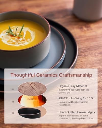 Nebula Ridge Stoneware Dinnerware Sets, Plates and Bowls Set(12pcs) Multicolor