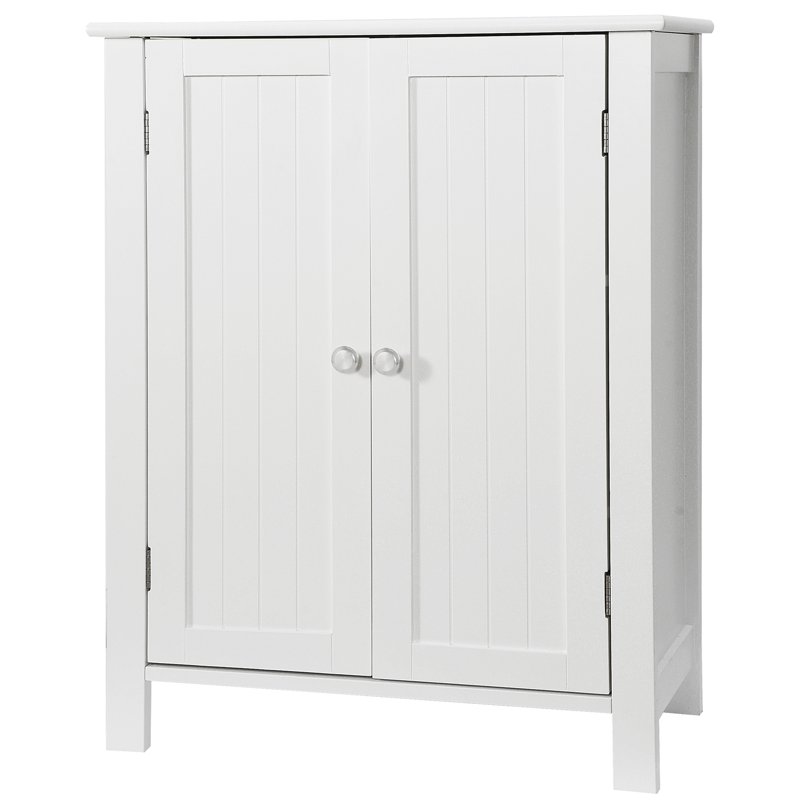 White Wooden Bathroom Floor Cabinet Storage Cupboard 3 Shelves Free Standing