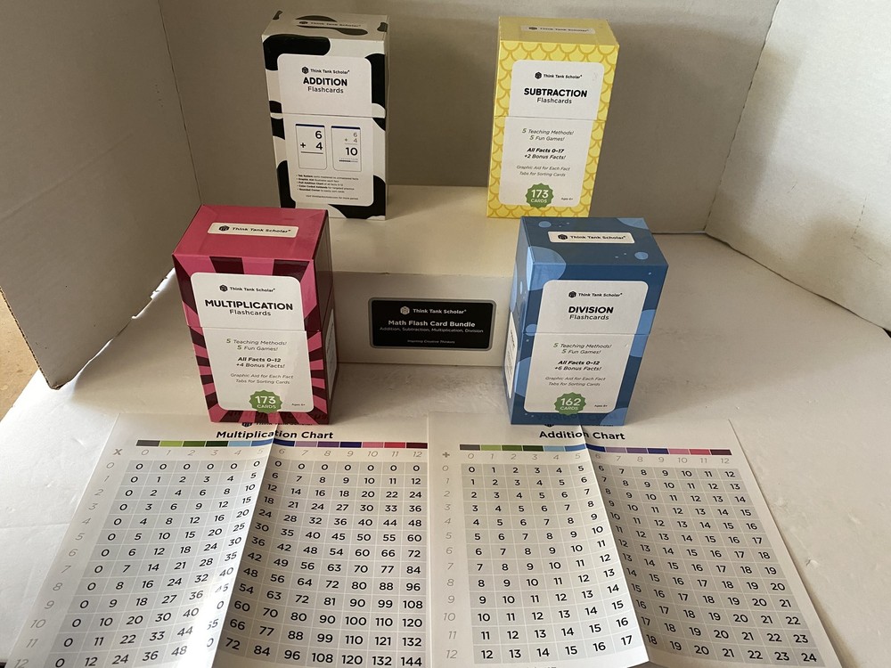 Think Tank Scholar Math Flash Card Bundle Addition Subtraction Multiplication