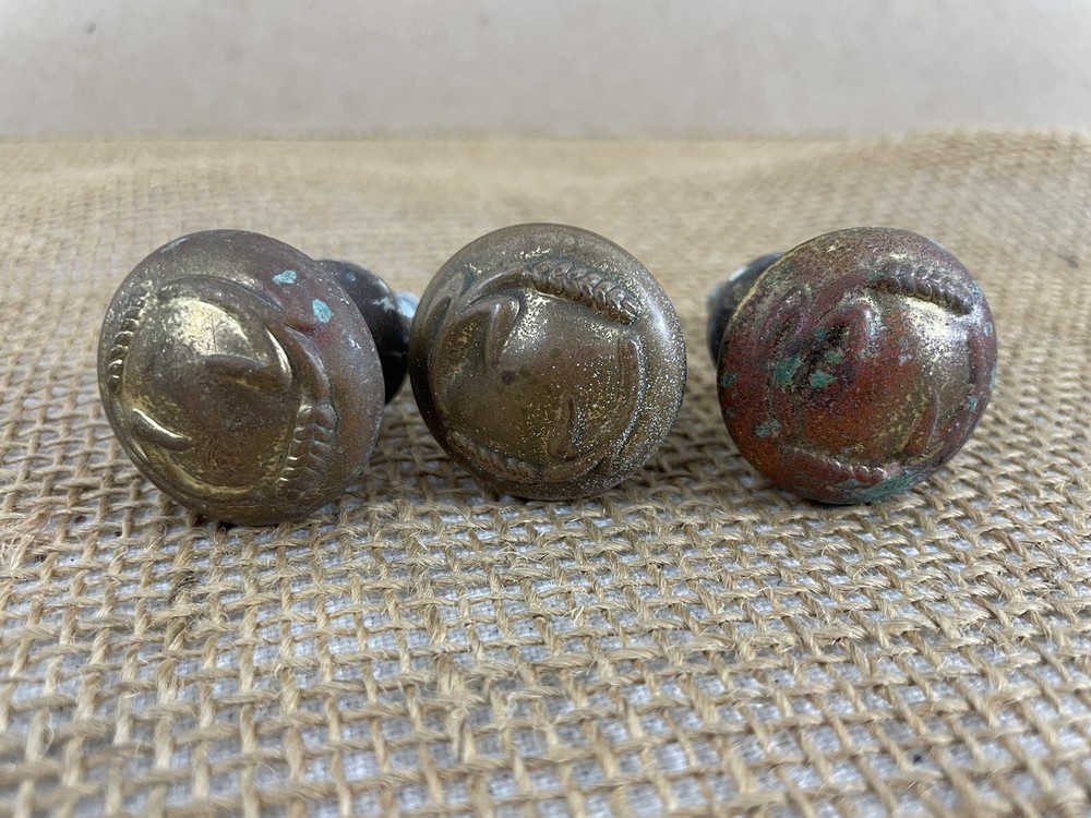 Mixed Lot of 3 Brass Knobs 2 Brown Porcelain Knobs (5)