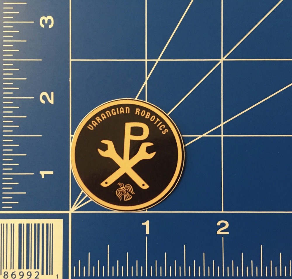 RARE ~ VARANGIAN ROBOTICS ROBOT Warrior Small Sticker Ephemera Science Tech