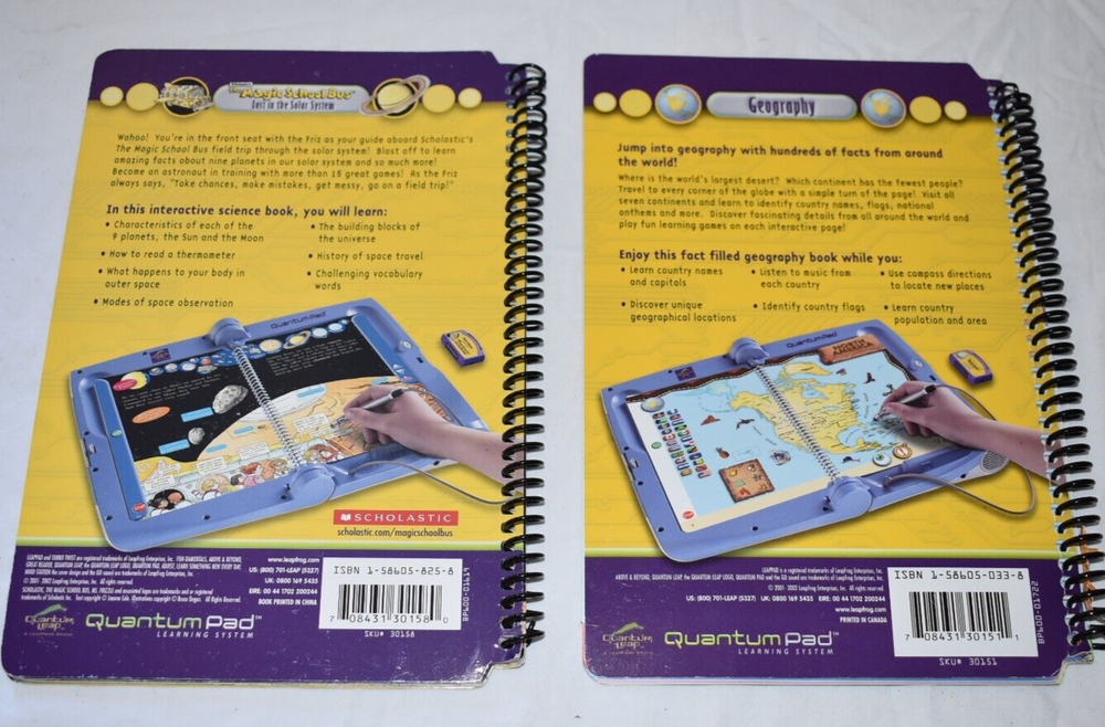 QUANTUM LEAP PAD Electronic Learning System MAGIC SCHOOL BUS + GEOGRAPHY + CARTS