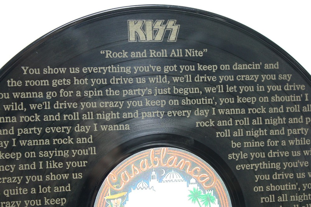 KISS 12 inch Black vinyl LP laser etched wall art. "M4"