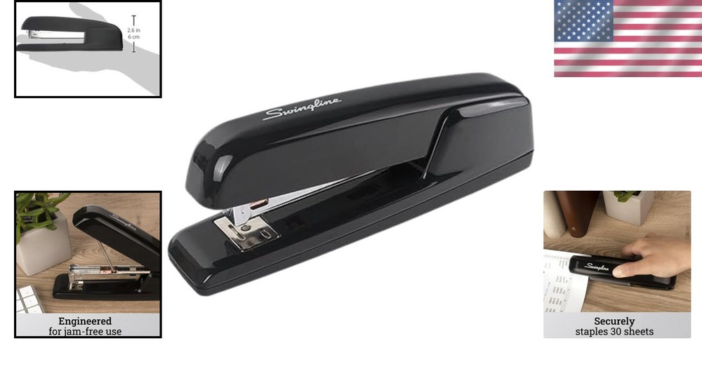 Black Desktop Stapler, 30 Sheet Capacity