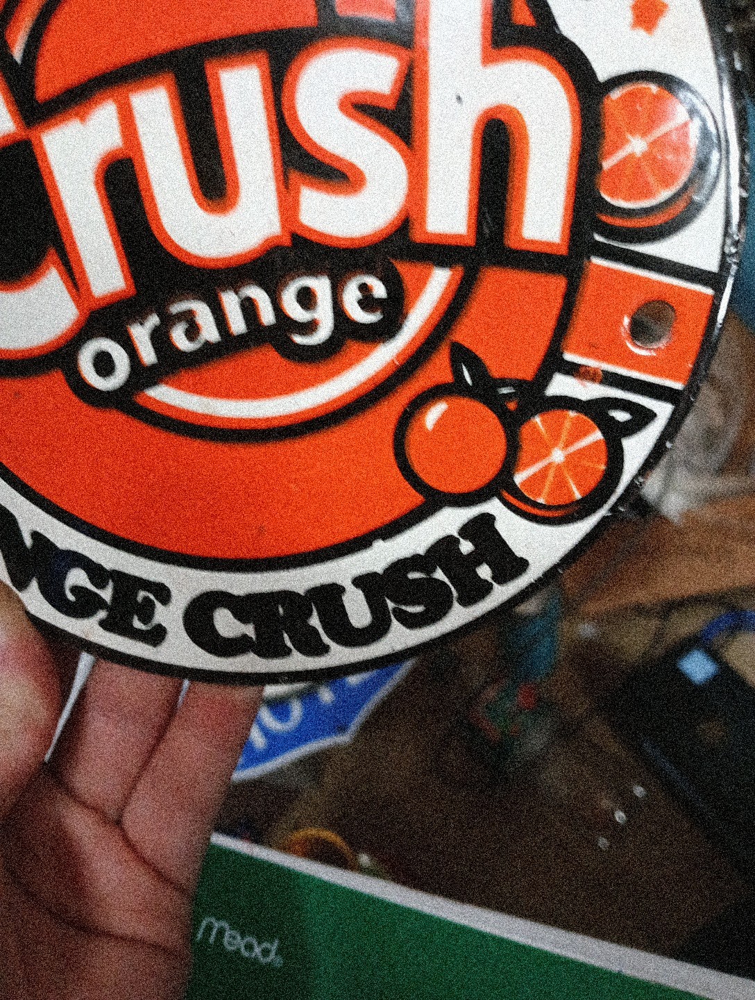 Round Porcelain Feel Fresh! Orange Crush Sign