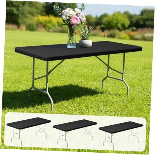 3 Pack Elastic Fitted Tablecloths for 6 Foot Rectangle Tables, Rectangular