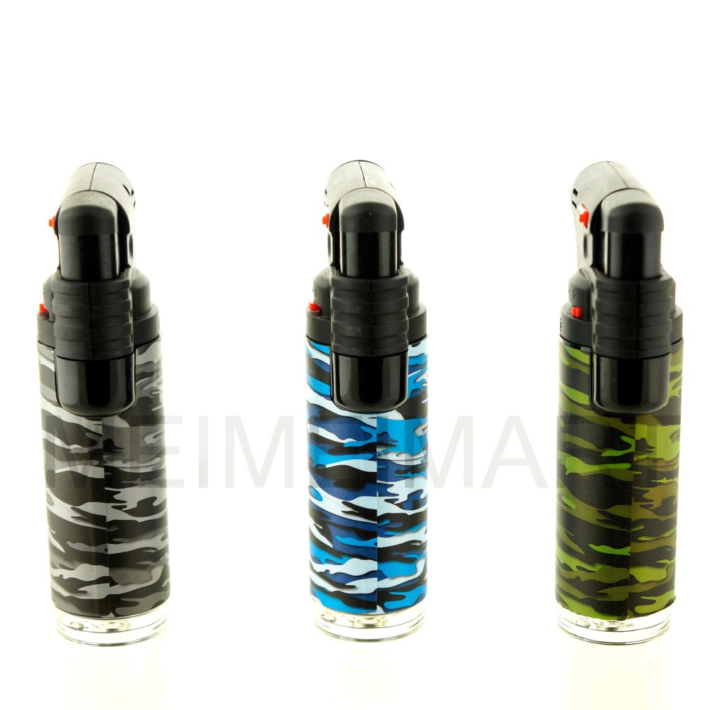 Jumbo 4" Single Jet Flame Torch Gun Lighter Refillable Lockable Windproof Camo