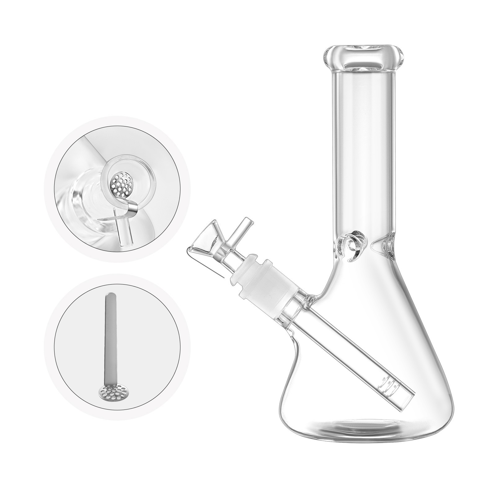 9 inch Glass Bong Heavy Duty Glass Bong Beaker Water Pipe with Screen 14mm Bowl