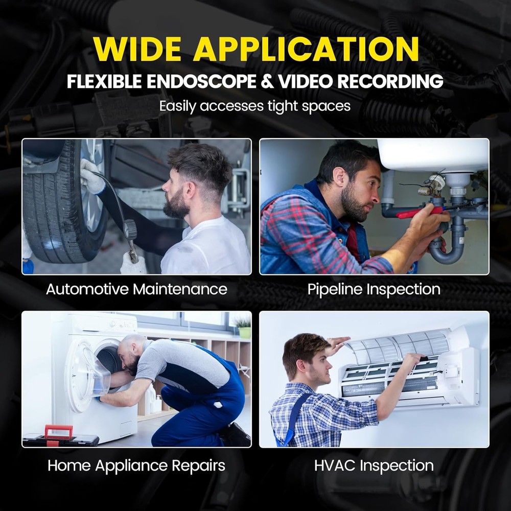 Two-Way Articulating Borescope Camera with Light With Light Snake Scope Camera