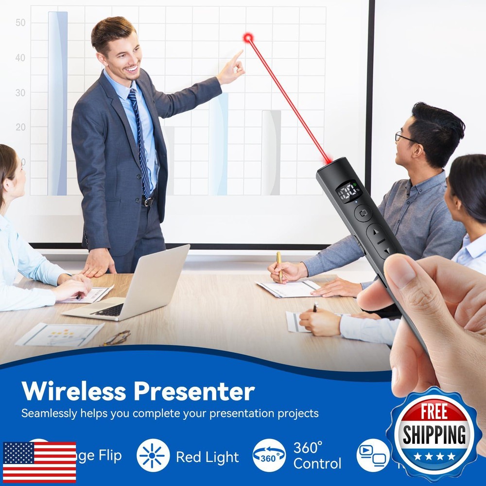 Rechargeable Presentation Clicker with Laser Pointer for Powerpoint Presentat