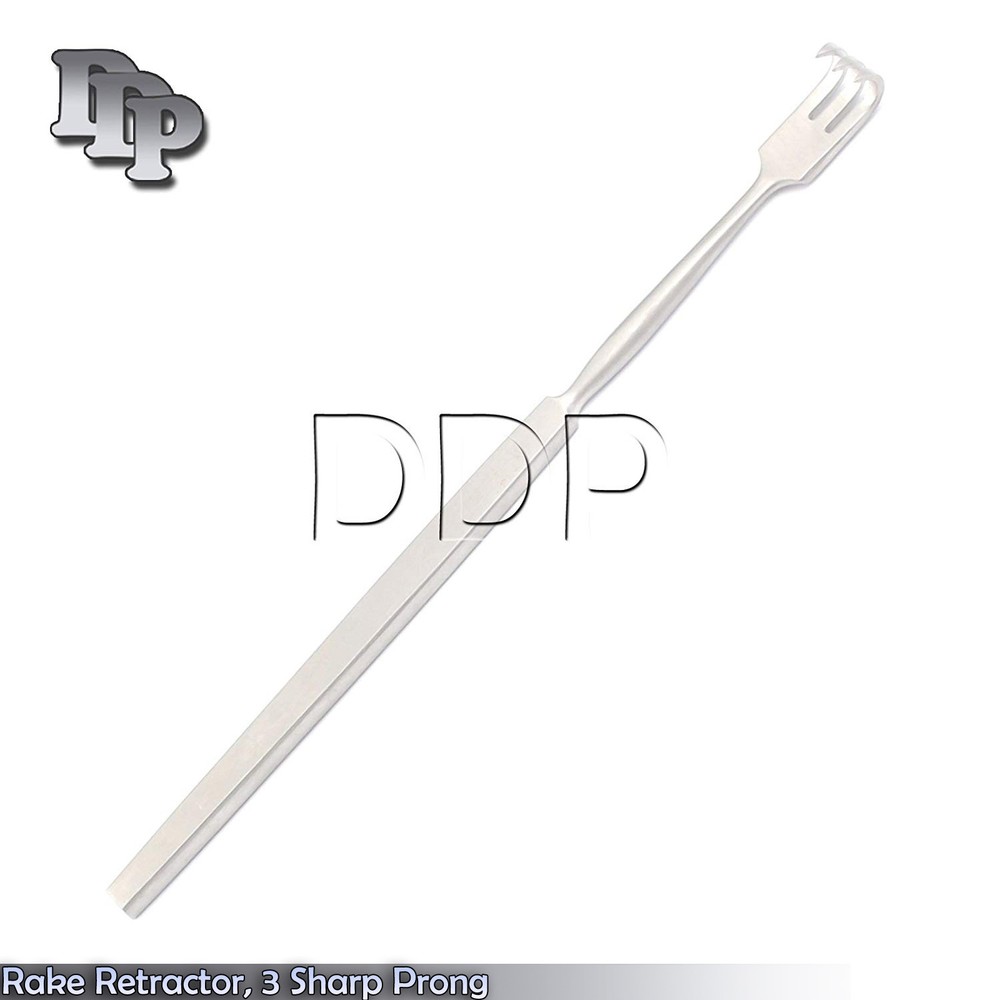 Rake Retractor, 3 Sharp Prong, Surgical Instruments