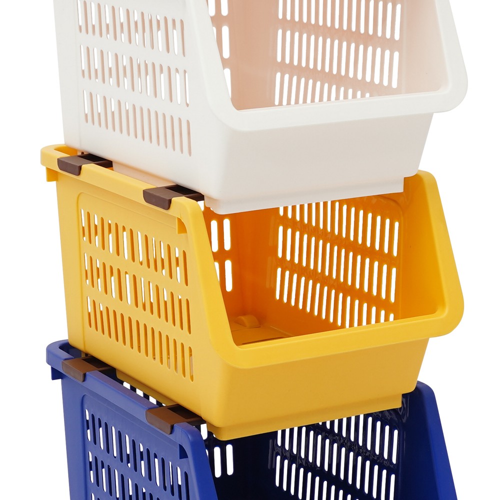 4 PCS Stacking Storage Baskets Stackable Organizer Baskets Modern Storage Bins
