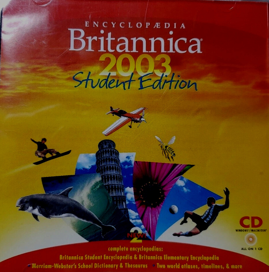 Educational Study Encyclopedia Britannica 2003 Student Edition CDROM PC XP #N32
