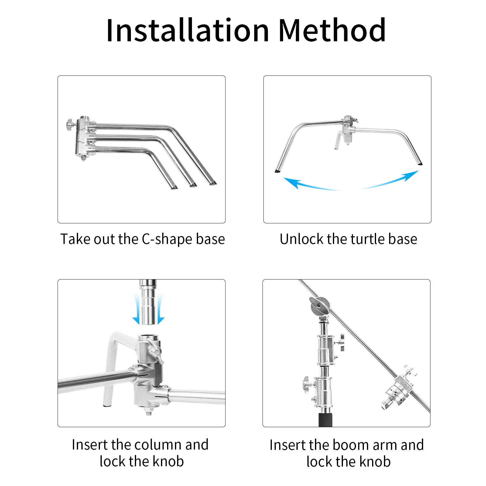 11ft Heavy Duty C Stand Light Tripod Gobo Booms Arm Grip Head Studio With Wheels