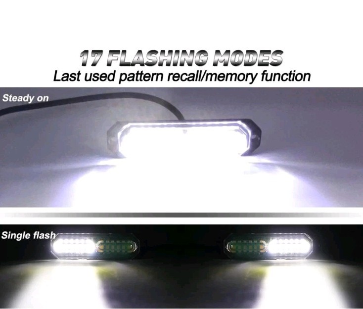 ASPL 8 Pcs 12 LED Strobe WhiteLightKit Grill Side Marker 17 Patterns Syncing