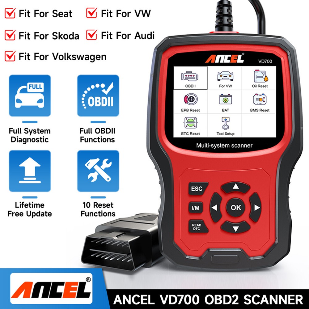 ANCEL VD700-US Car OBD2 Scanner All System Diagnostic Code Reader ABS SRS EPB