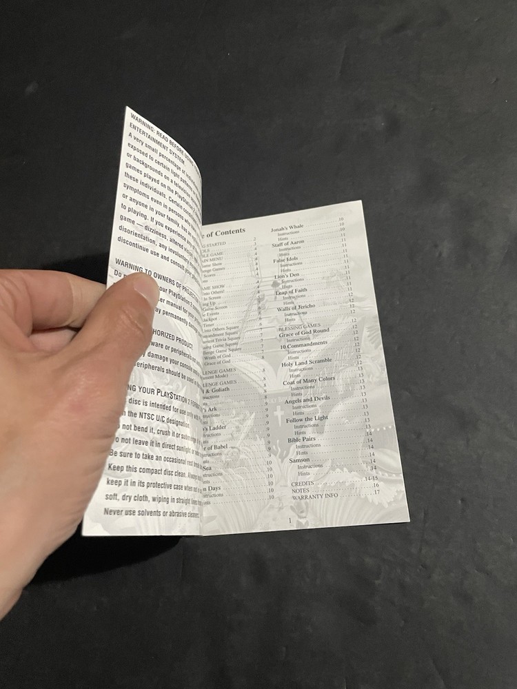 bible game ps2 Manual Only