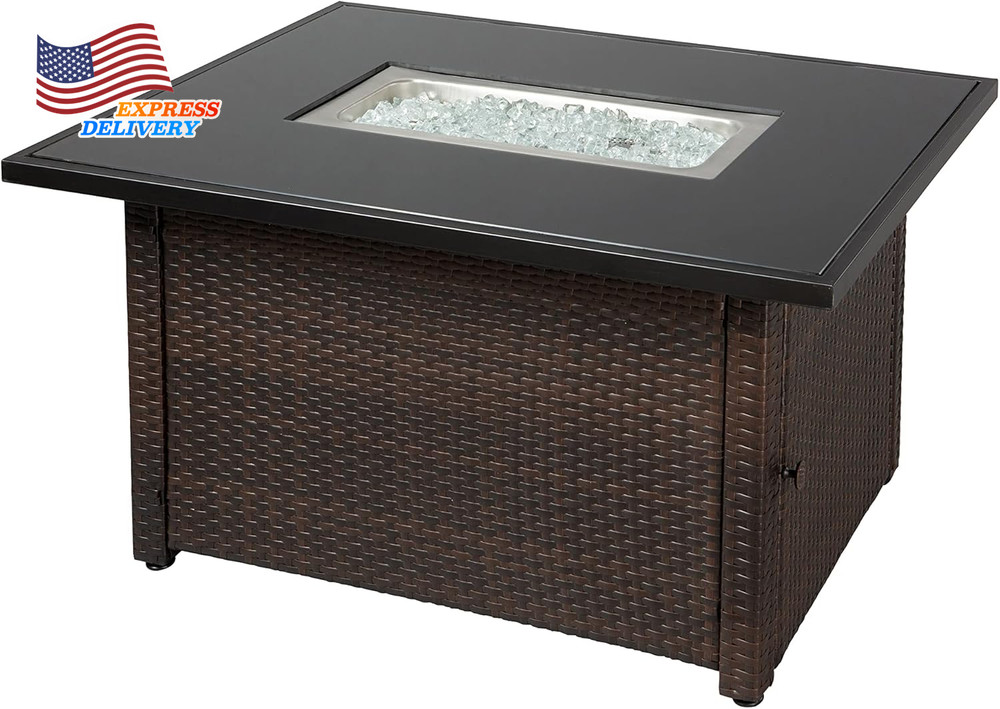 Rectangular Outdoor Gas Brown/Black Fire Table Multi Color