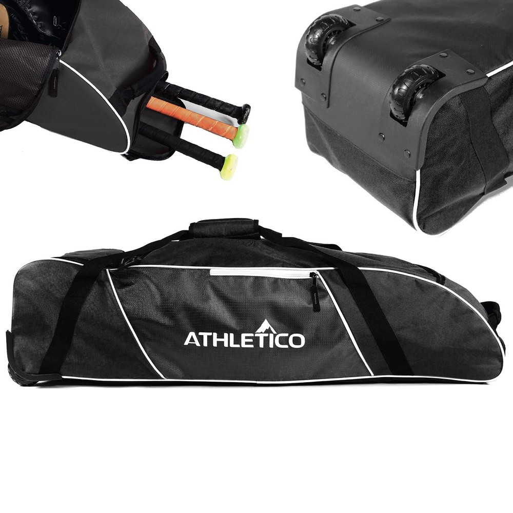 Athletico Rolling Baseball Bag Black