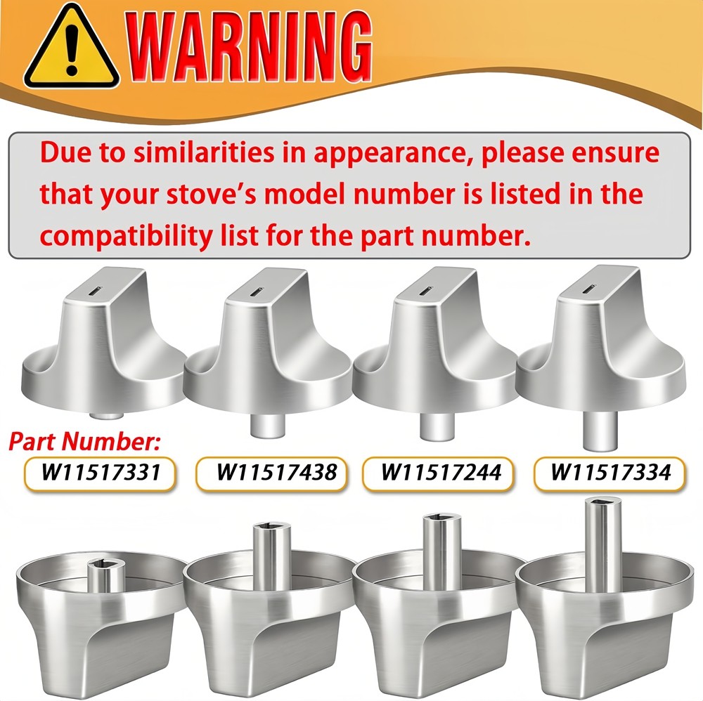 W11517331 for Whirlpool Electric Range Knobs Replace W10850027 W11117415 (4pcs)