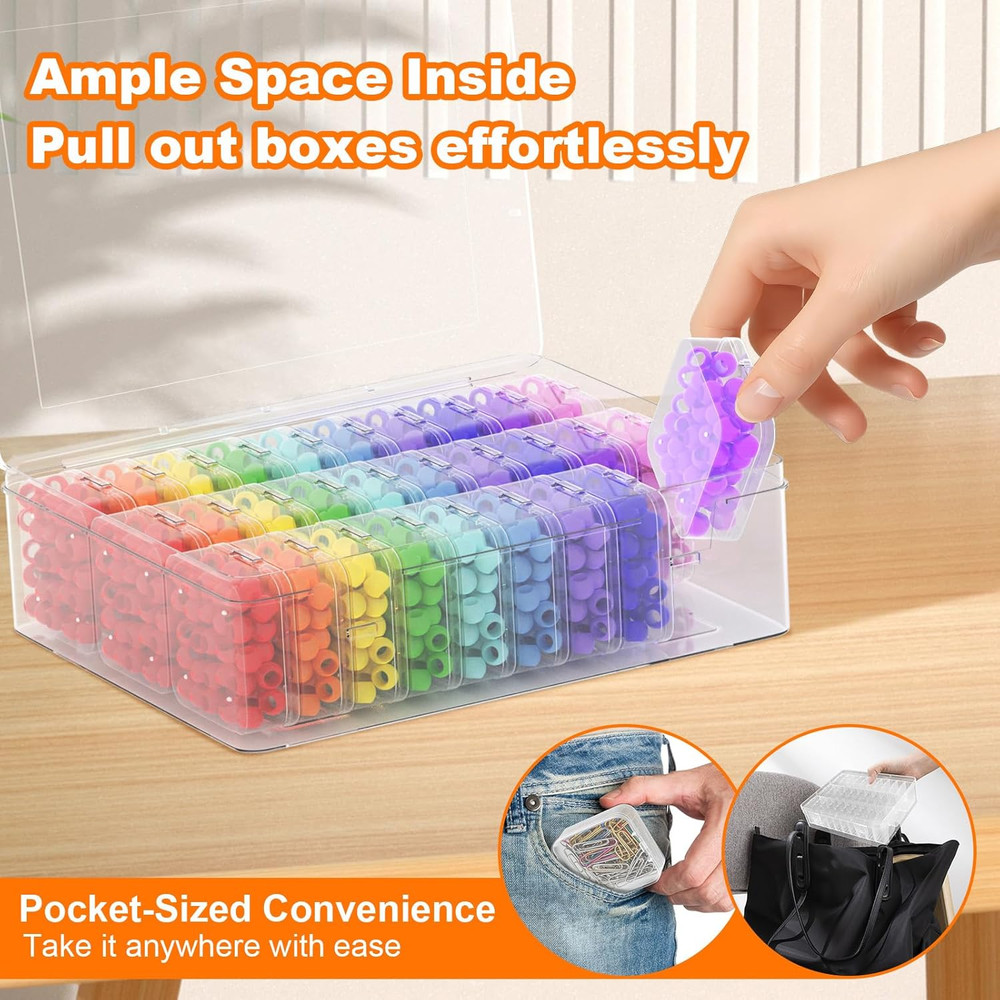 Bead Organizer Box, 30 Pcs Clear Plastic Storage Containers Features Hinged Lid