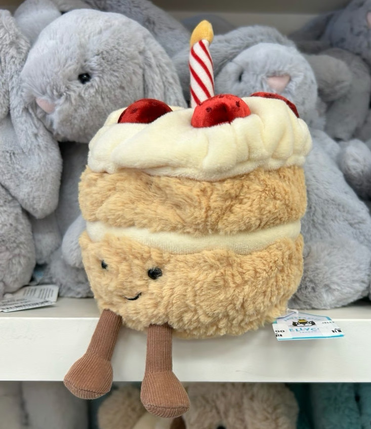 Jellycat Birthday Cake Plush Toy Amuseables Cute Soft Stuffed Toy with Dust Bag
