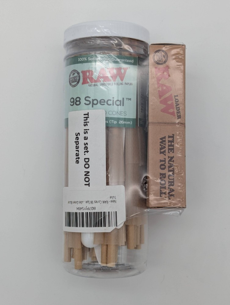 RAW classic 98 special Size Pre-Rolled Cones (100 Pack)+RAW 98 size cone loader