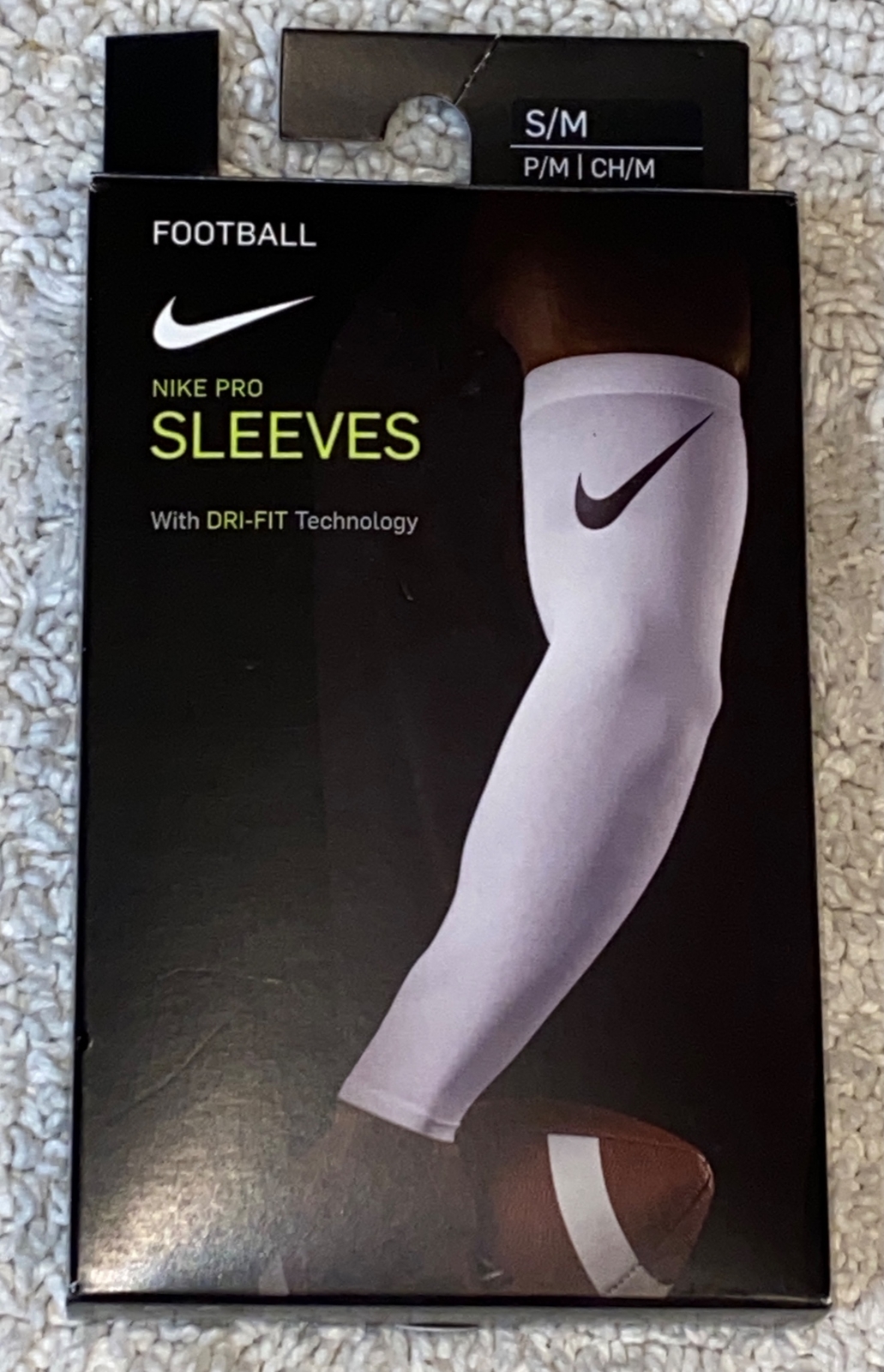 NIKE Pro Dri Fit 3.0 Compression WHITE Football Arm Sleeves Mens S / M L / XL