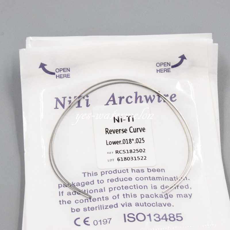 1 Pack 2 Pcs Dental NITI Reverse Curve Rectangular Arch Wires Upper/Lower Sizes