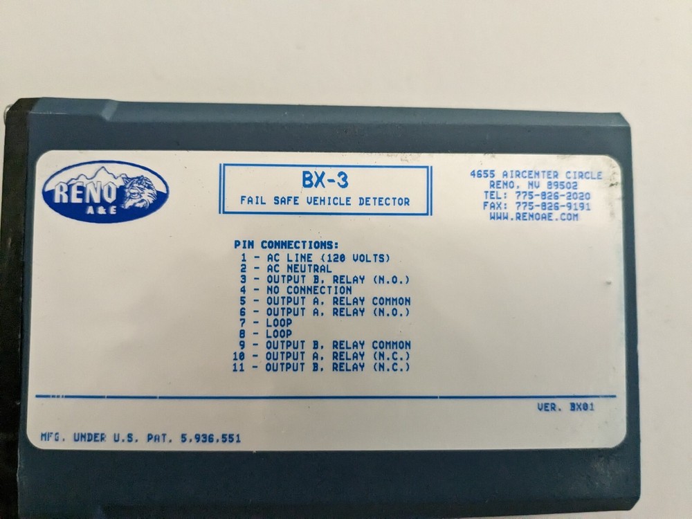 Reno A&E BX-3 Vehicle Detector, Fail Safe Vehicle Loop Detector,  USED