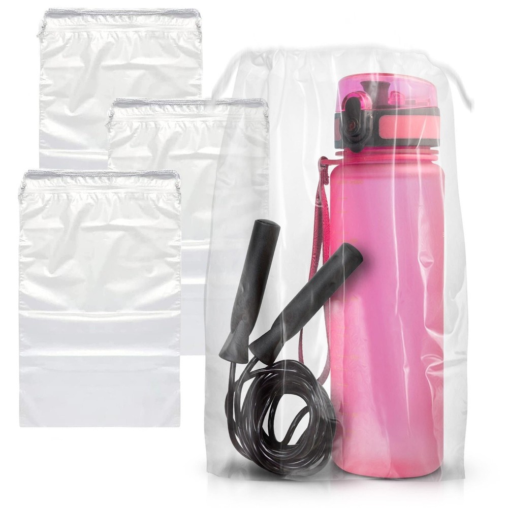 Clear Plastic Drawstring Bags 2 Mil Waterproof 2000 Count 4 x 6 in