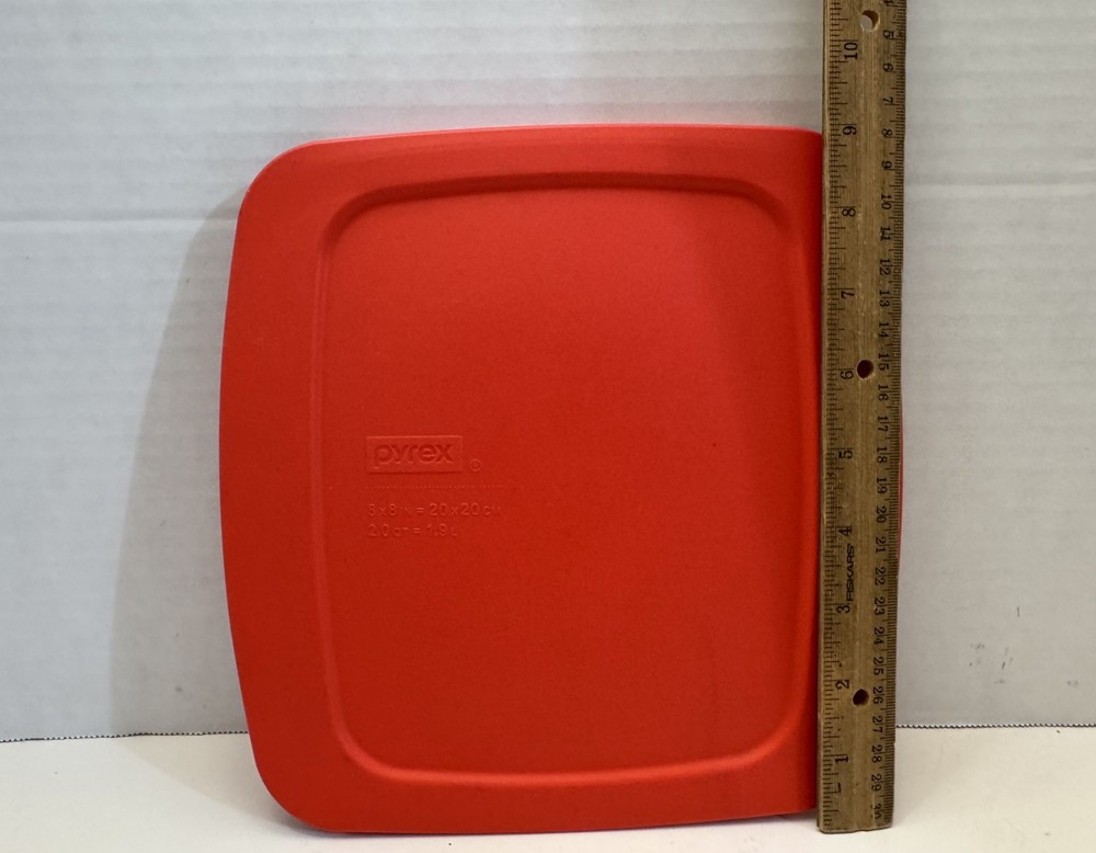 Pyrex Red 8" Square Lid  For 2 Quart Baking Dish C-222-PC Replacement Cover