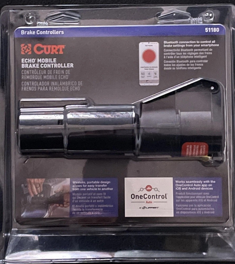 Curt 51180 Echo Mobile Electric Trailer Brake Controller with Bluetooth-Enabled