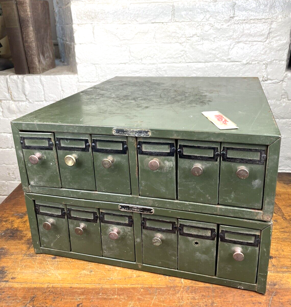 C.1940 Microscope Slide Cabinets ~ Paragon C&C Co. NY, Stackable, 12 Drawers
