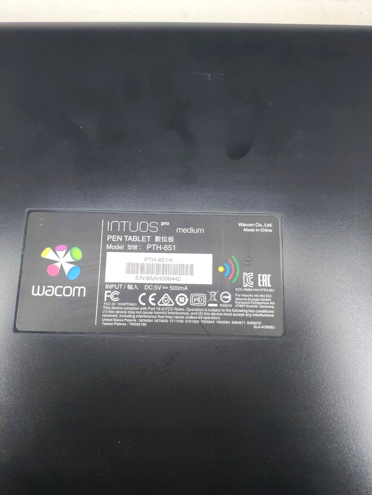 WACOM INTUOS Pro Medium Tablet ONLY Model PTH-651 Tested Working