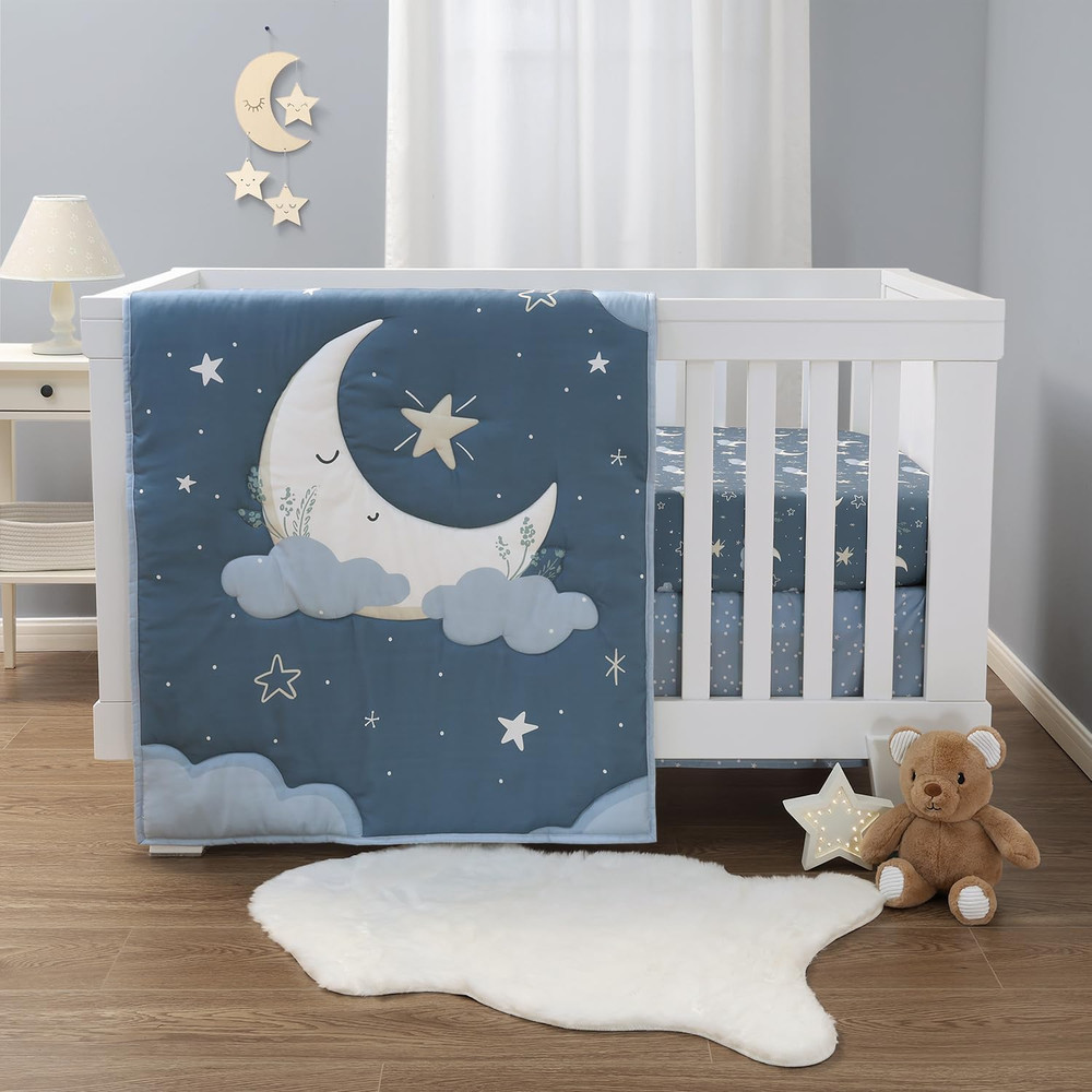3 Piece Celestial Serenity Baby Crib Bedding Set Boy Nursery Decor Boy Crib Comf