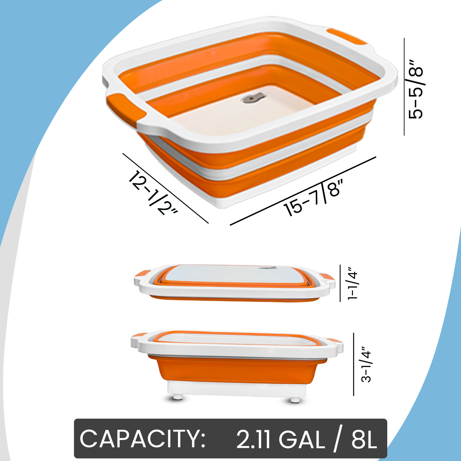 HAVENITY BBQ Prep Tub, 16L & 8L Multifunctional Camping Cutting Board with lid