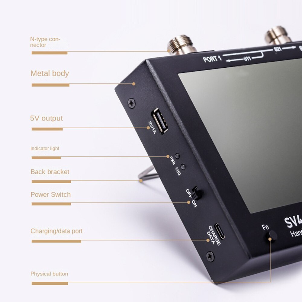 SV4401A 50KHz-4.4GHz VNA Vector Network Analyzer 100DB Dynamic 7 Inch Touch LCD