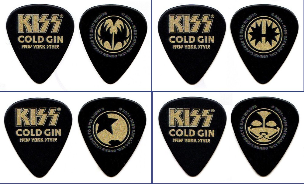 4 KISS Cold Gin Guitar Pick Set : Rare 2021 4 Band Members Gene Paul Picks