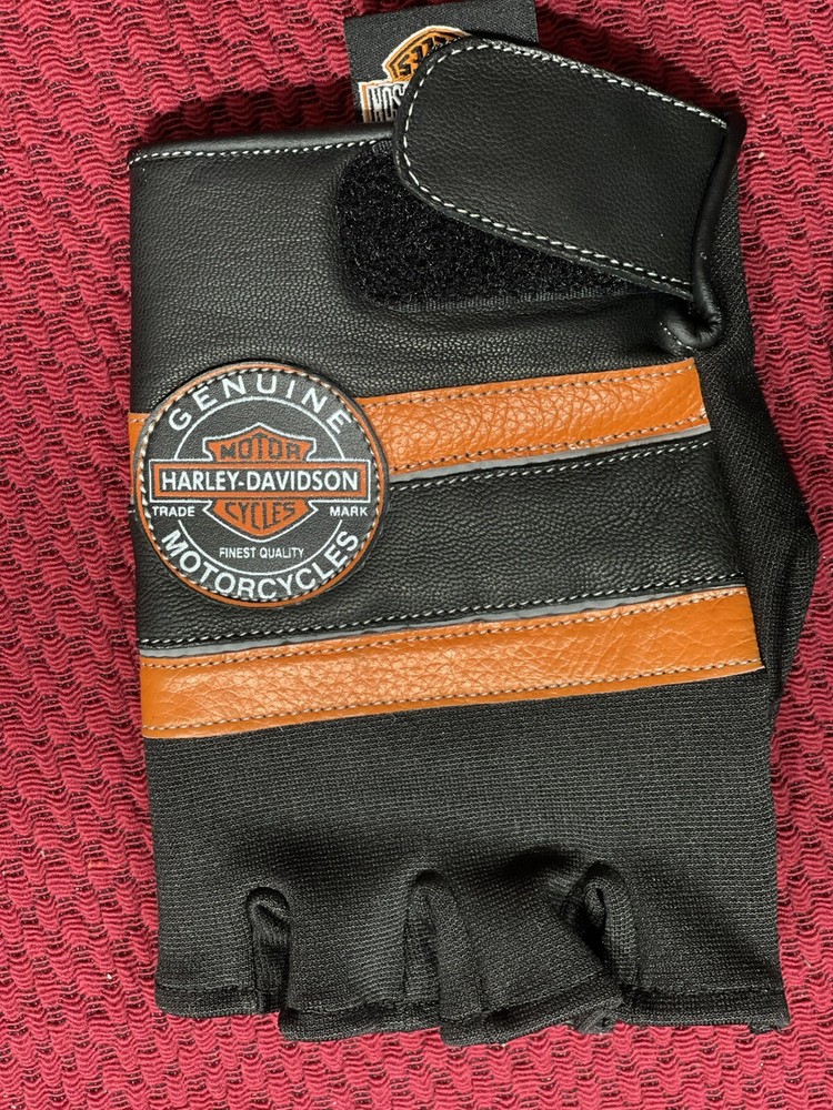 Harley Davidson fingerless gloves leather 100%