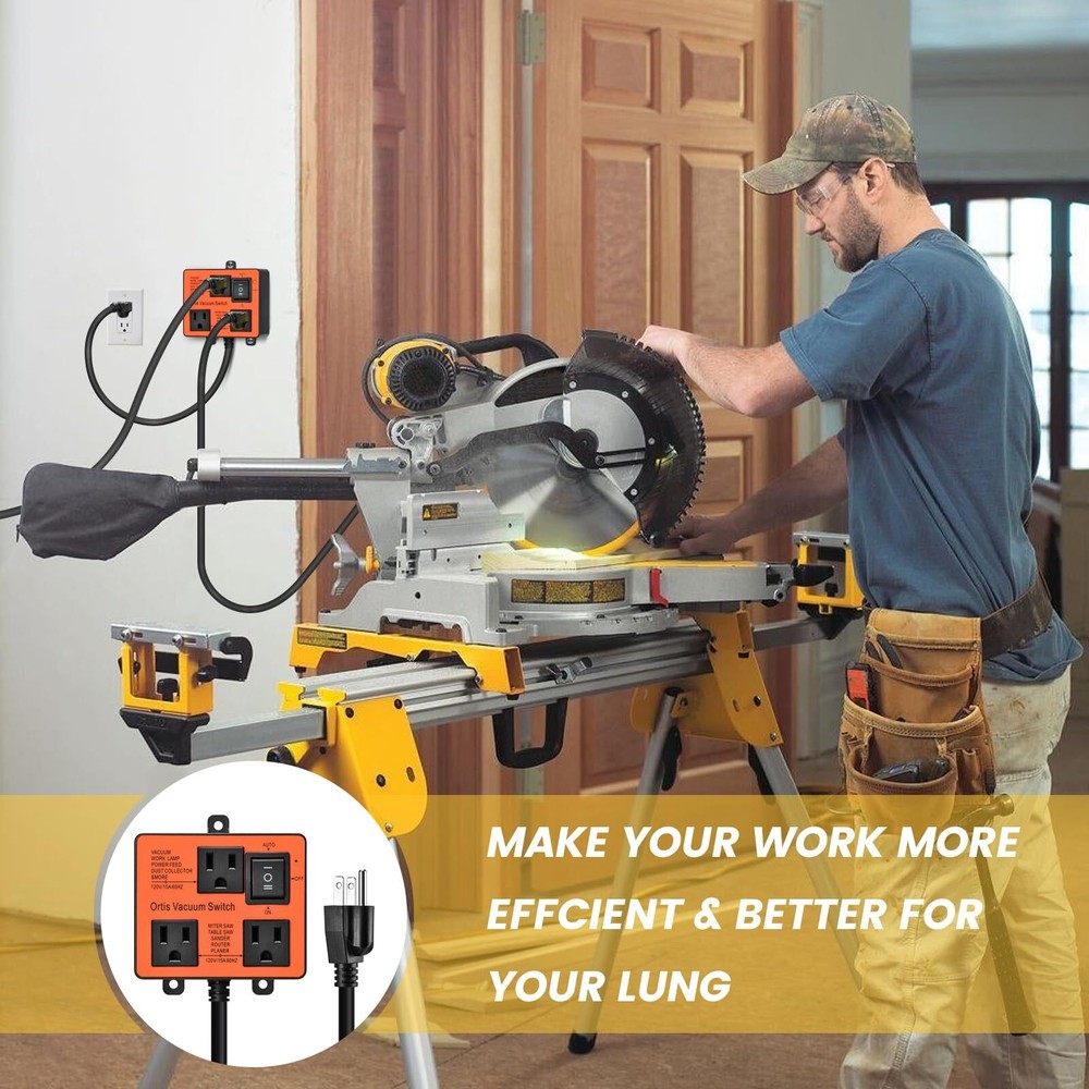 Automatic Vacuum Switch, Vacuum Switch for More Power Tools, Delay Vacuum On/...