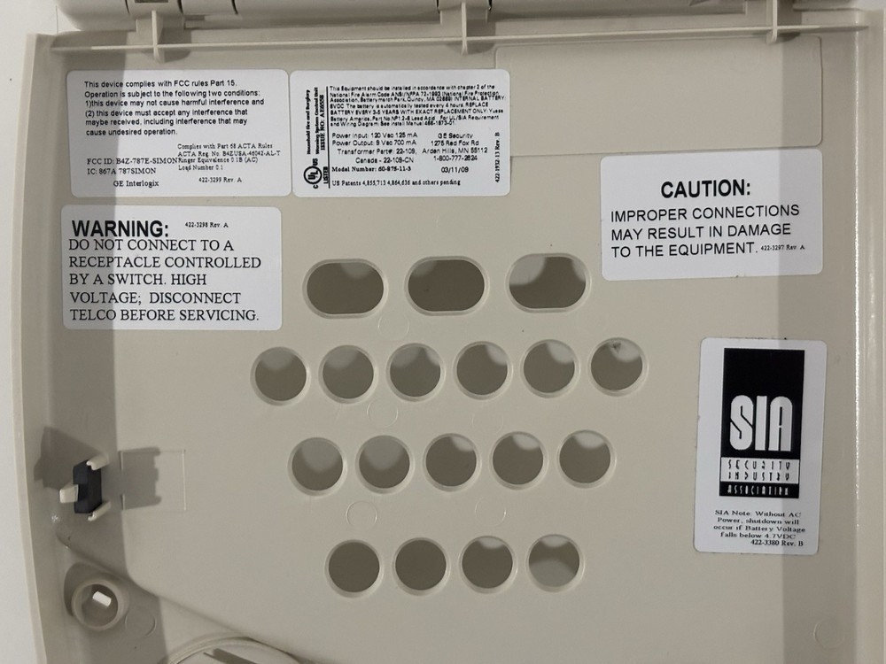 ADT Security 2-way voice 60-875-11-3-ADTP Alarm Panel UNTESTED