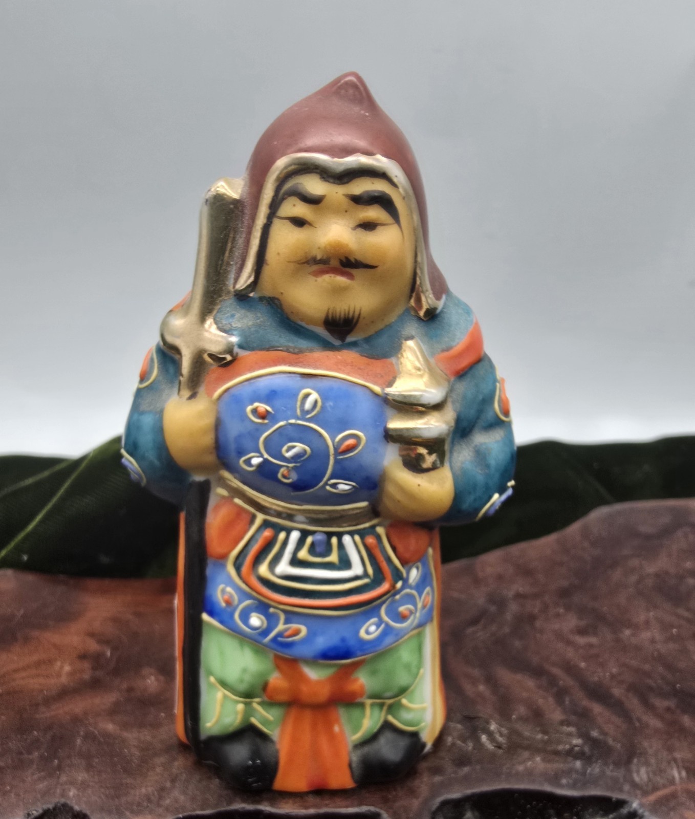 Japanese Kutani Porcelain 3.5” Bishamon God of Warriors Asian Figurine Moriage